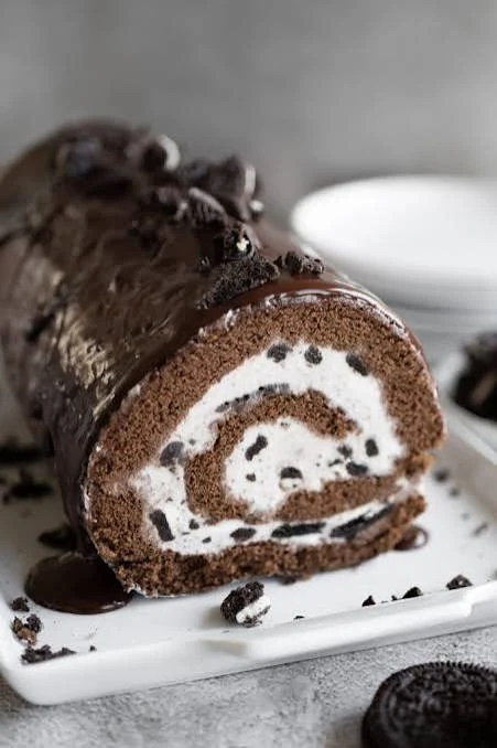 Chocolate party ice cream roll