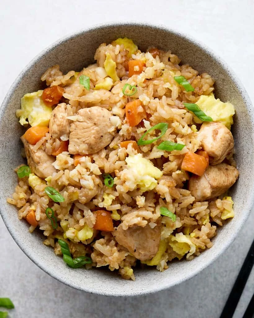 Chilly Garlic Chicken Fried Rice