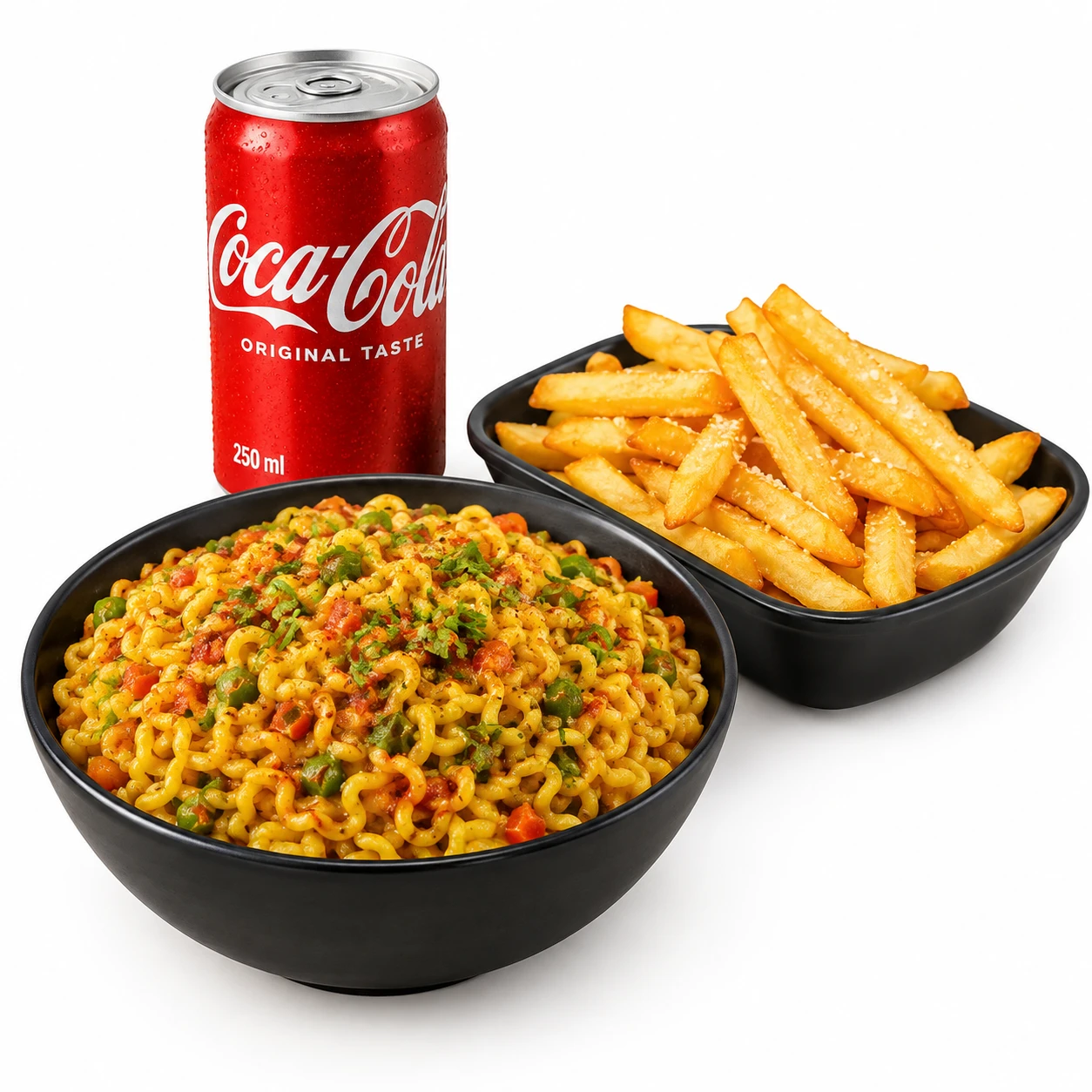 Double Masala Maggi With Salted Fries + Coke (250ml)