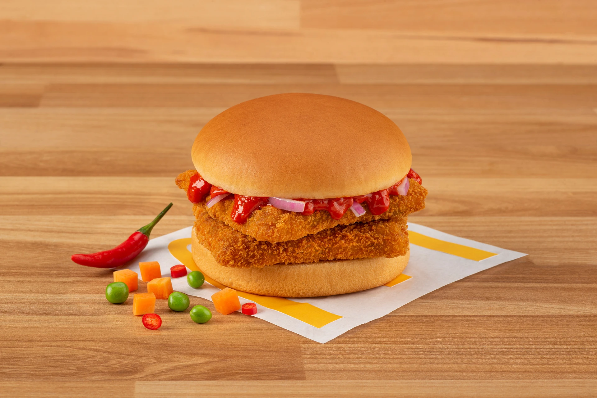 Schezwan Chicken Burger