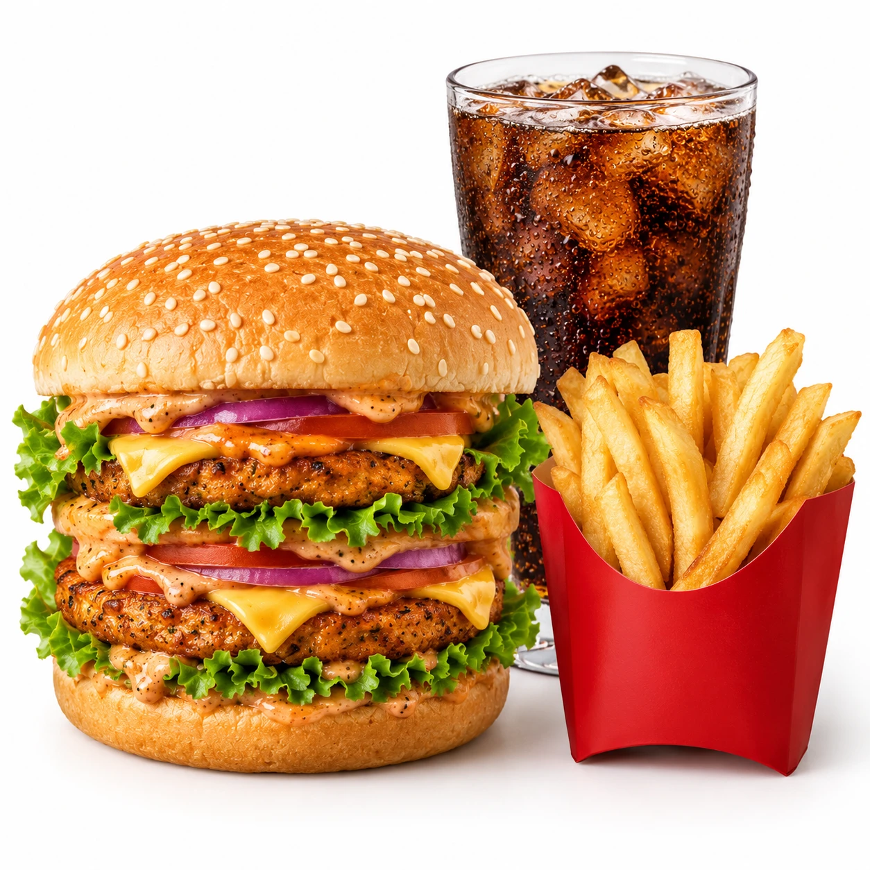 H&C spec Double Tiki Burger With coke+fries