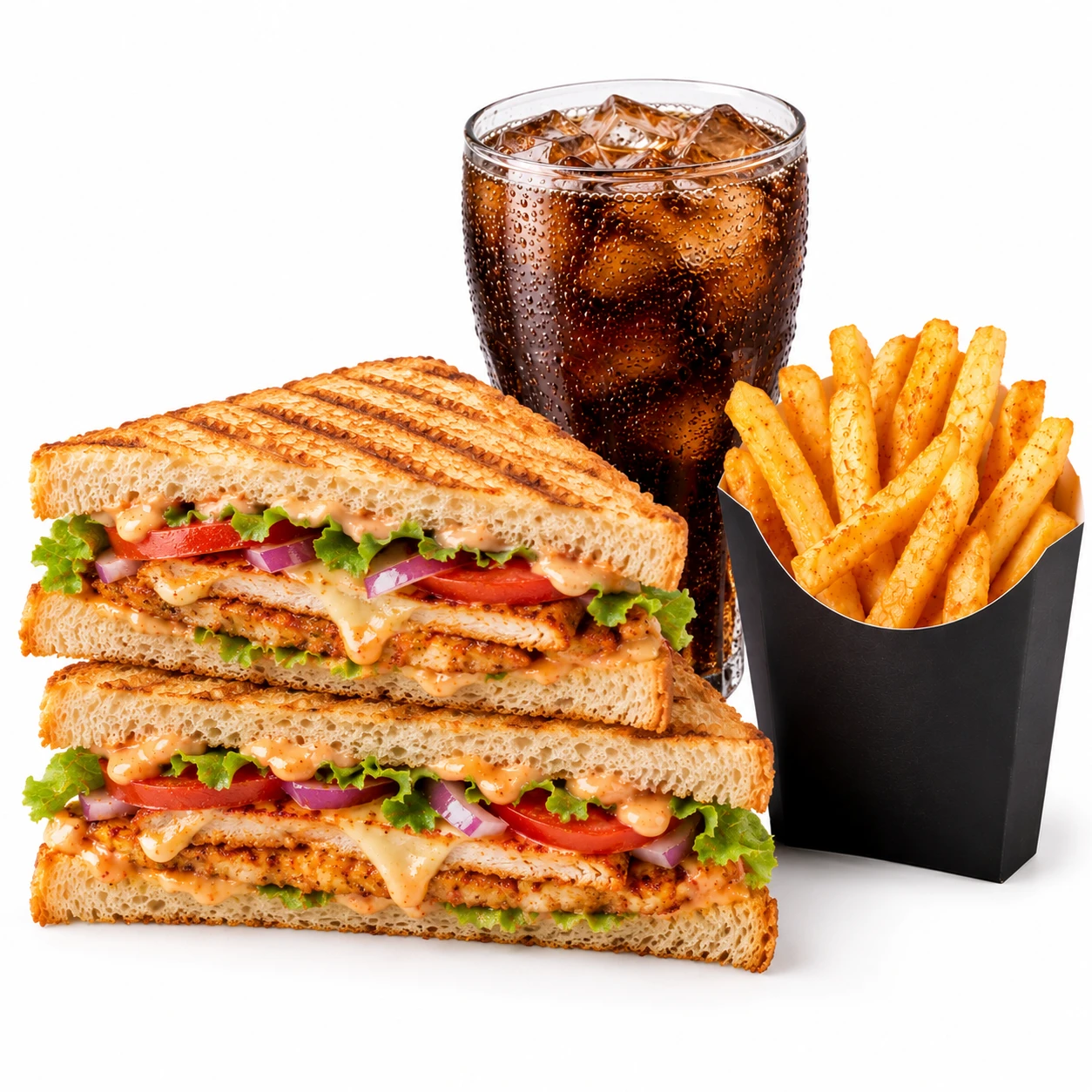 H&C spec.2 layer sandwich with coke +fries