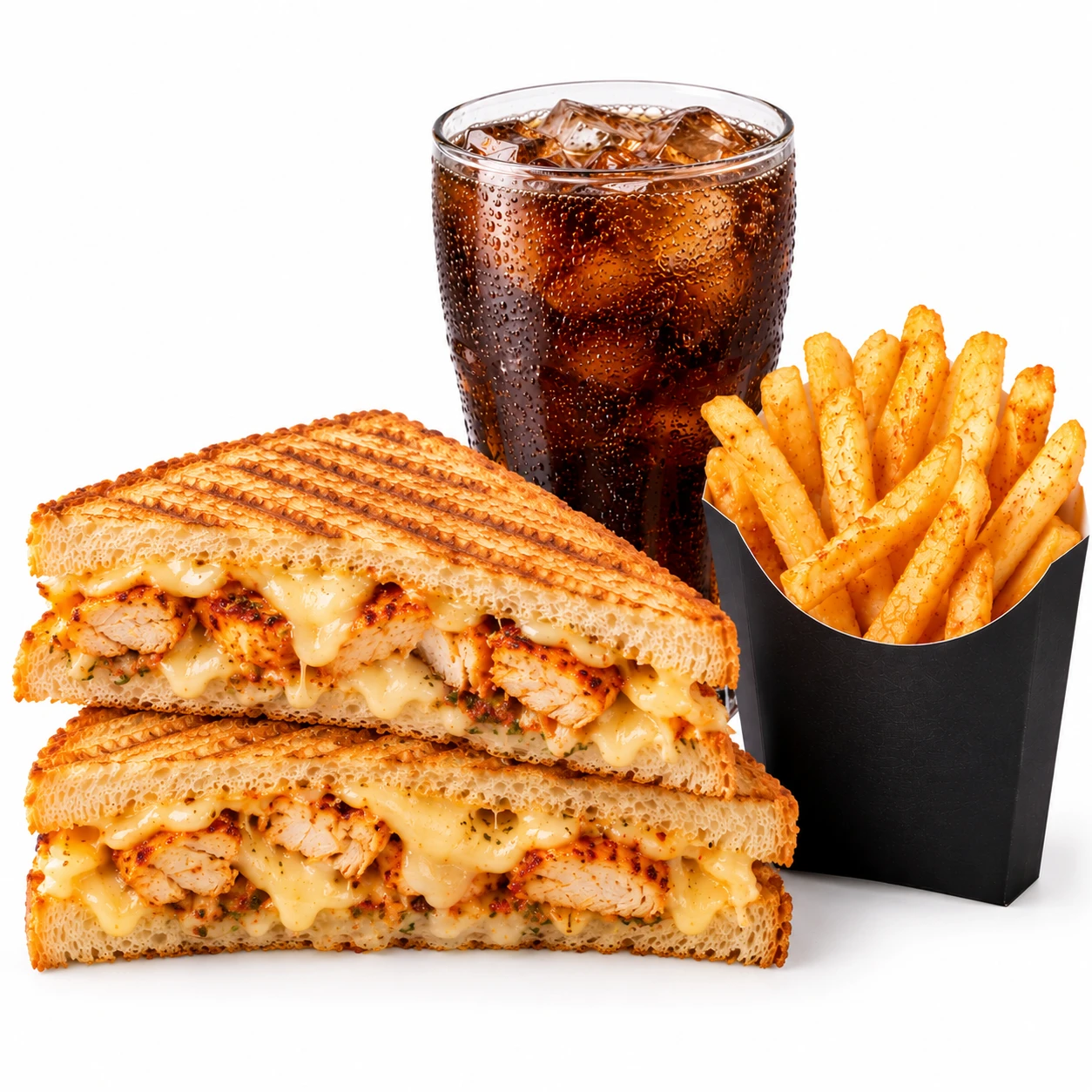 only cheese chicken sandwich with coke +fries